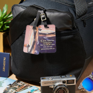 ニューヨーク市ハドソン川上空のヴィンテージ飛行機 ラゲッジタグ