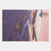 ニューヨーク市ハドソン川上空のヴィンテージ飛行機 ラッピングペーパーシート (正面3)