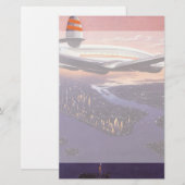 ニューヨーク市ハドソン川上空のヴィンテージ飛行機 便箋 (正面/裏面)