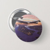 ニューヨーク市ハドソン川上空のヴィンテージ飛行機 缶バッジ (正面&裏面)