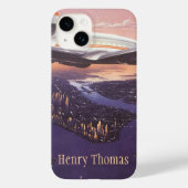 ニューヨーク市ハドソン川上空のヴィンテージ飛行機 Case-Mate iPhoneケース (裏面)