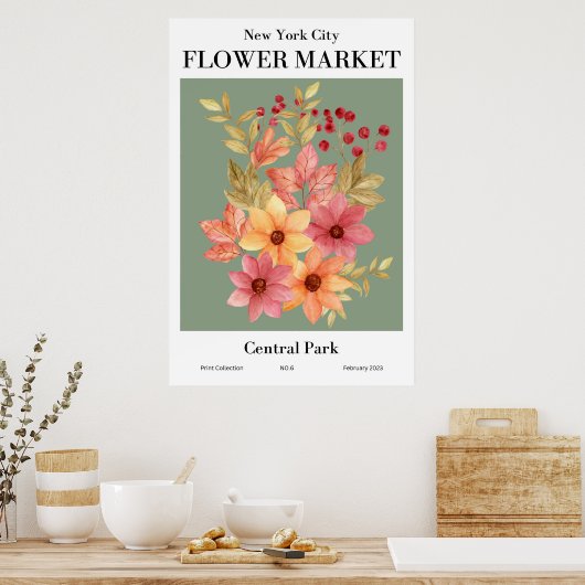 ニューヨーク市フラワーマーケットセントラルパークポスター ポスター (キッチン)