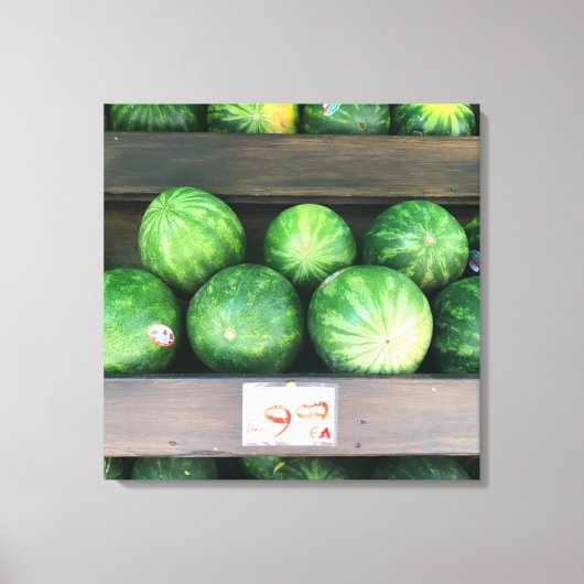 ニューヨーク市フルーツスタンド販売用スイカ キャンバスプリント (正面)