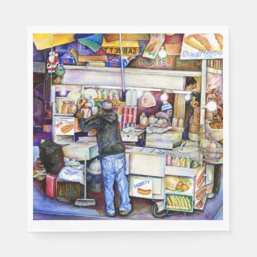 ニューヨーク市ホットドッグ神 スタンダードランチョンナプキン (正面)