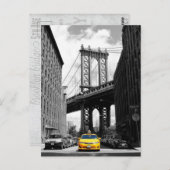 ニューヨーク市マンハッタンブリッジ近くのイエローキャブ ポストカード (正面/裏面)