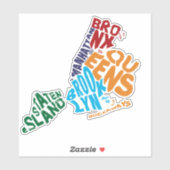 ニューヨーク市五区ワードアートマップ シール (シート)