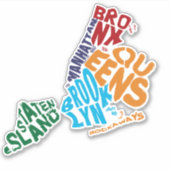 ニューヨーク市五区ワードアートマップ シール (正面)