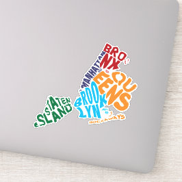 ニューヨーク市五区ワードアートマップ シール