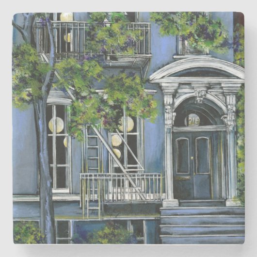 ニューヨーク市内から発光する球 ストーンコースター (正面)