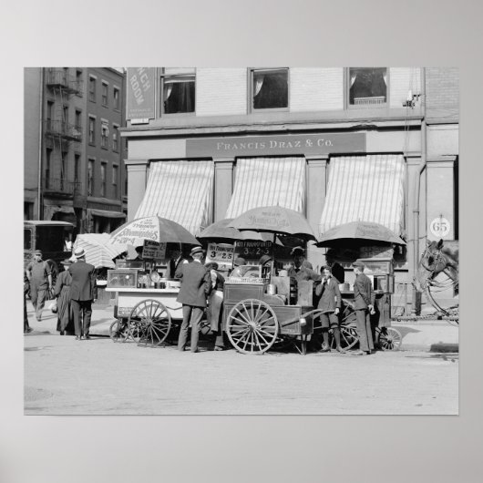ニューヨーク市内のランチカート 1906年 ヴィンテージ写真 ポスター (正面)