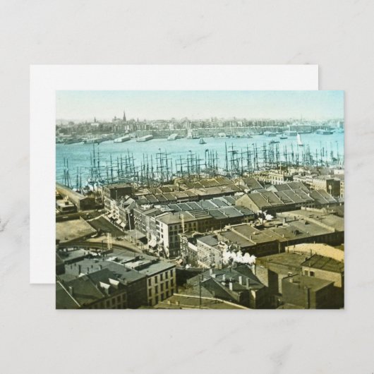 ニューヨーク市埠頭1875魔法ランタンスライド ポストカード (正面/裏面)