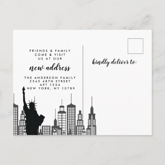 ニューヨーク市引っ越し案内はがき 案内ポストカード (裏面)