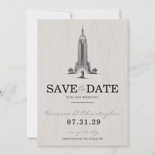 ニューヨーク市新郎新婦の日付を保存 セーブザデート (正面)