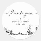 ニューヨーク市有難お願い3" (6枚) ラウンドシール (正面)