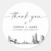 ニューヨーク市有難お願い3" (6枚) ラウンドシール (正面)