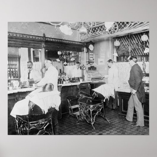 ニューヨーク市理容店、1895年。ヴィンテージ写真 ポスター (正面)
