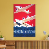 ニューヨーク市立空港ヴィンテージポスター キャンバスプリント (インサイチュ (リビング))