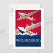 ニューヨーク市立空港ヴィンテージポスター ポストカード (正面/裏面)