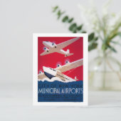 ニューヨーク市立空港ヴィンテージポスター ポストカード (スタンド正面)