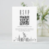 ニューヨーク市結婚のQRコードRSVP 招待状 (スタンド正面)