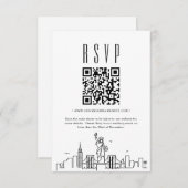ニューヨーク市結婚のQRコードRSVP 招待状 (正面/裏面)