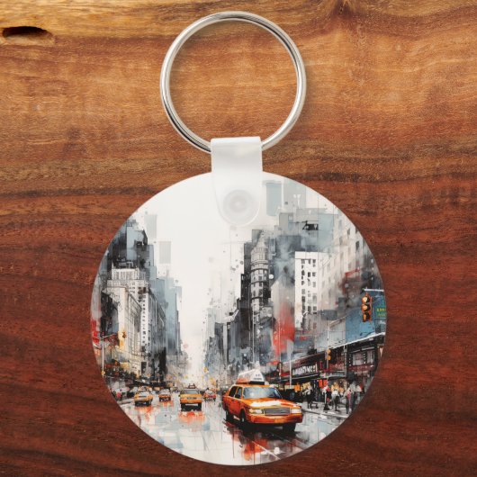 ニューヨーク市絵を描風景。 キーホルダー (裏面)