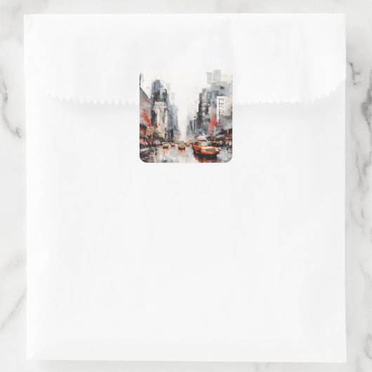 ニューヨーク市絵を描風景。 スクエアシール (バッグ)