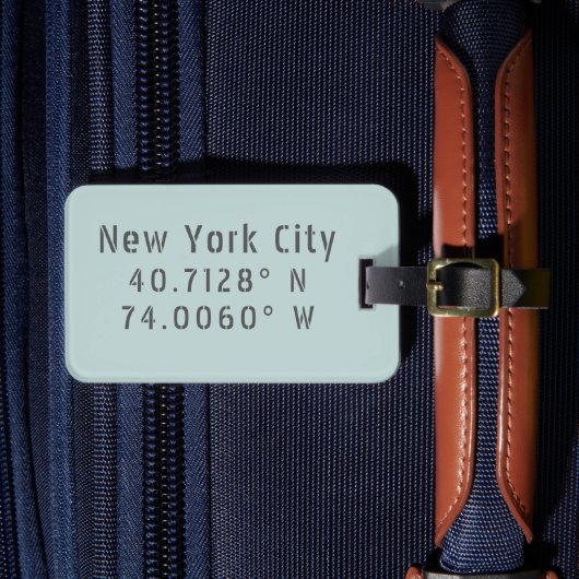 ニューヨーク市緯度経度パーソナライズされた ラゲッジタグ (正面インサイチュ4)
