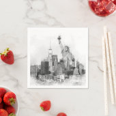 ニューヨーク市自由スケッチ像 スタンダードカクテルナプキン (インサイチュ)