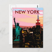 ニューヨーク市自由ヴィンテージはがき ポストカード (正面/裏面)
