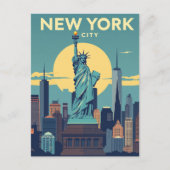 ニューヨーク市自由旅行ヴィンテージ ポストカード (正面)