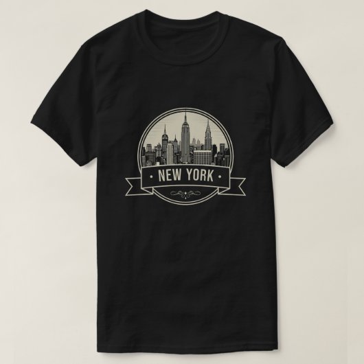 ニューヨーク市街並みスカイライントラベル Tシャツ (デザイン正面)