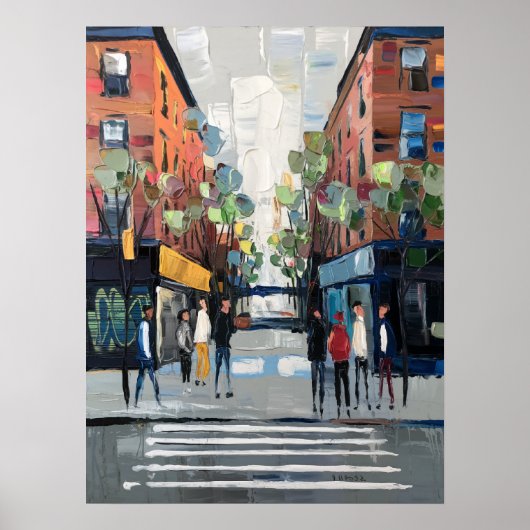 ニューヨーク市街歩道の厚塗り絵画 ポスター (正面)