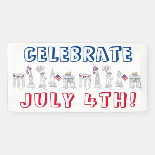 ニューヨーク市7月花火大会祝第4回 横断幕 (横)