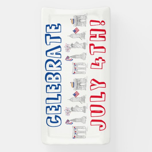 ニューヨーク市7月花火大会祝第4回 横断幕 (縦)