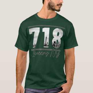 ニューヨーク市718エリアコードスカイラインクイーンズNY NYC Tシャツ