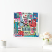 ニューヨーク市 スクエア壁時計 (ホーム)