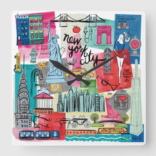 ニューヨーク市 スクエア壁時計 (正面)