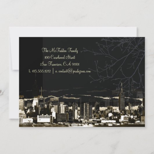 ニューヨーク市/ツインタワーのスカイライン/動くアナウンス 案内状 (裏面)