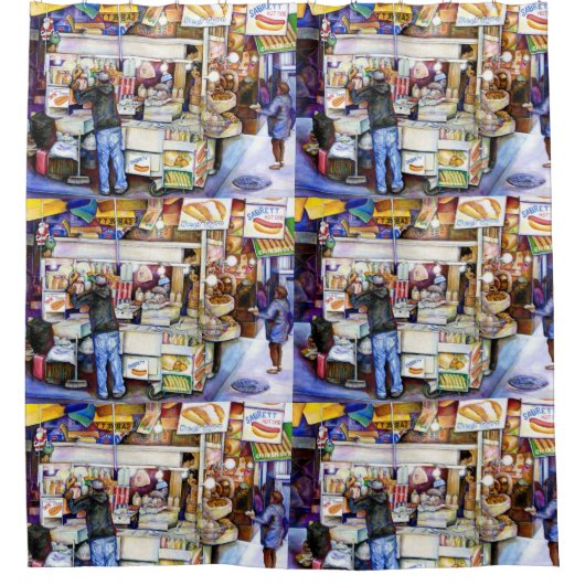 ニューヨーク市·ホットドッグ·ゴッド シャワーカーテン (正面)