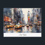 ニューヨーク市、ランドスケープ色彩の鮮やか付きはがき。 ポストカード<br><div class="desc">マンハッタンのニューヨーク市のはがき。黄色いキャブーと美しいダウンタウン。</div>