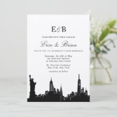 ニューヨーク市 黒と白の結婚式招待状 招待状 (スタンド正面)