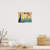 ニューヨーク市 – 16"×12" アールデコ調のスカイラインポスター ポスター (キッチン)