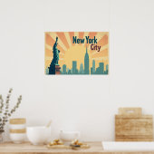 ニューヨーク市 -  24"x16" アールデコ調スカイラインポスター ポスター (キッチン)