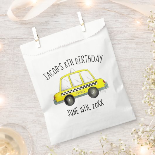 ニューヨーク市NYCイエロータクシーキャブバースデーパーティー フェイバーバッグ (クリップ留めされた状態)
