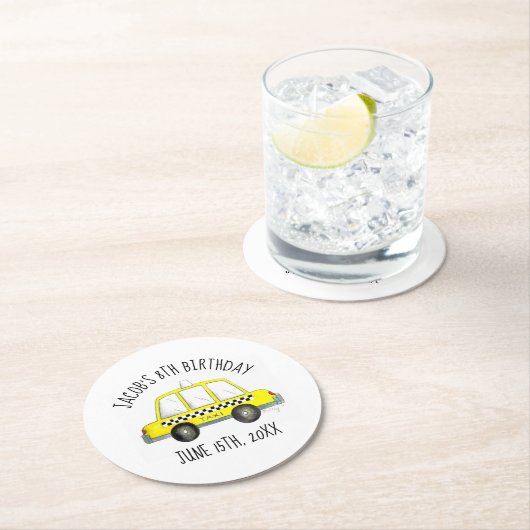 ニューヨーク市NYCイエロータクシーキャブバースデーパーティー ラウンドペーパーコースター (インサイチュ)