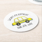 ニューヨーク市NYCイエロータクシーキャブバースデーパーティー ラウンドペーパーコースター (アングル)