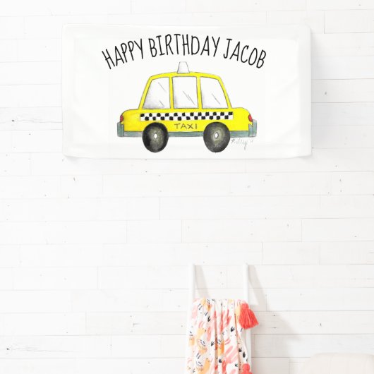 ニューヨーク市NYCイエロータクシーキャブバースデーパーティー 横断幕 (インサイチュ)