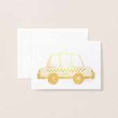 ニューヨーク市NYCイエロータクシー市松模様にキャブカー 箔カード (封筒付き正面)