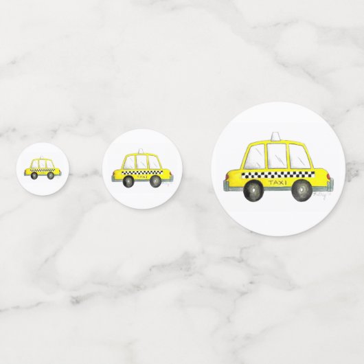 ニューヨーク市NYCイエロータク市松模様にシーキャブカー コンフェッティ (正面)